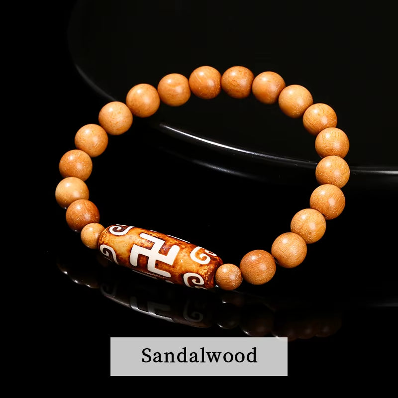 Green Nine Eyes Tibetan Dzi Agate Barrel Retro