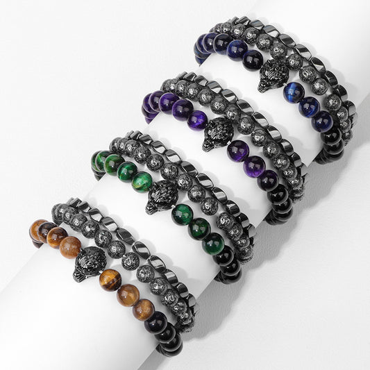 Wolf Head Men's Bracelet