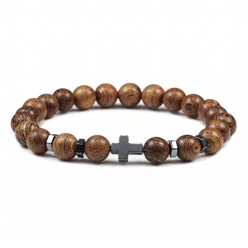 Natural Stone Cross Bracelet