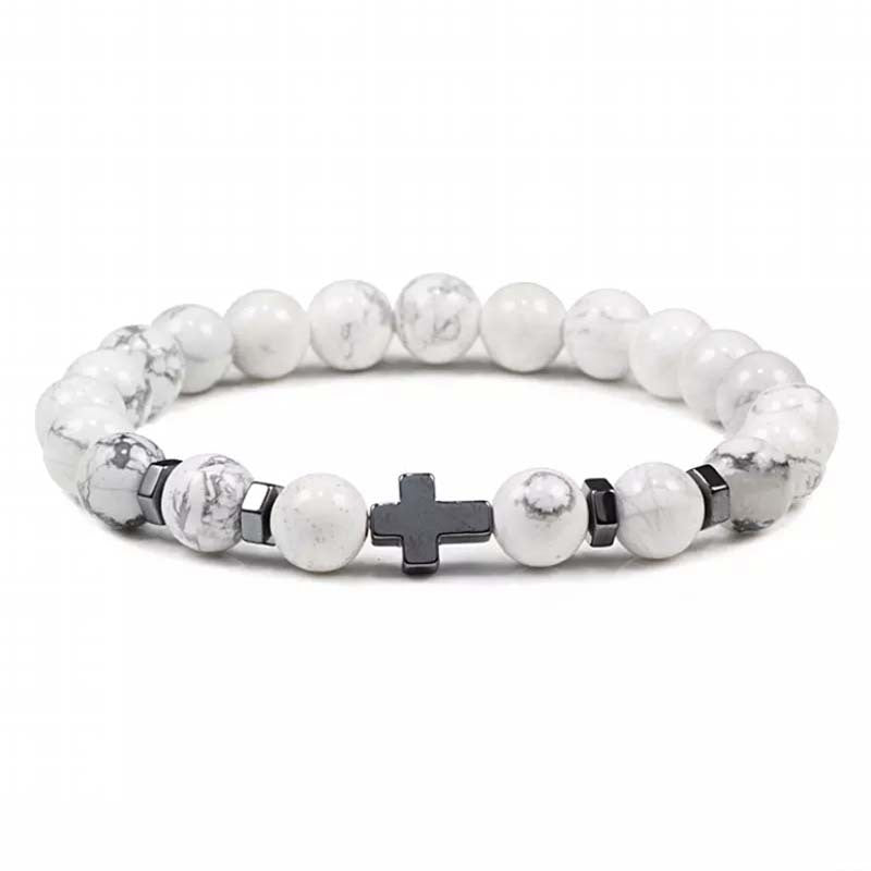 Natural Stone Cross Bracelet