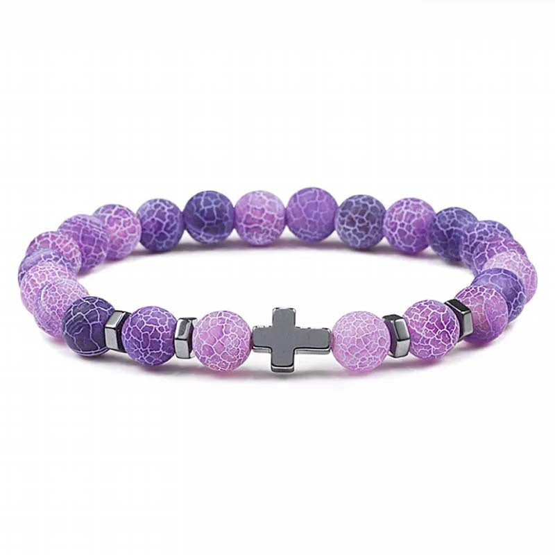 Natural Stone Cross Bracelet