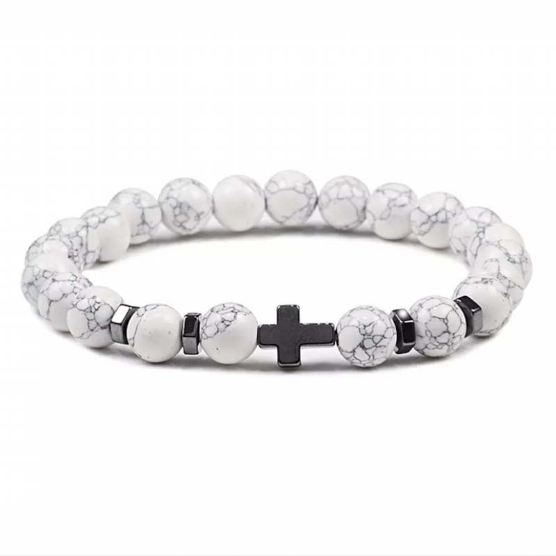 Natural Stone Cross Bracelet