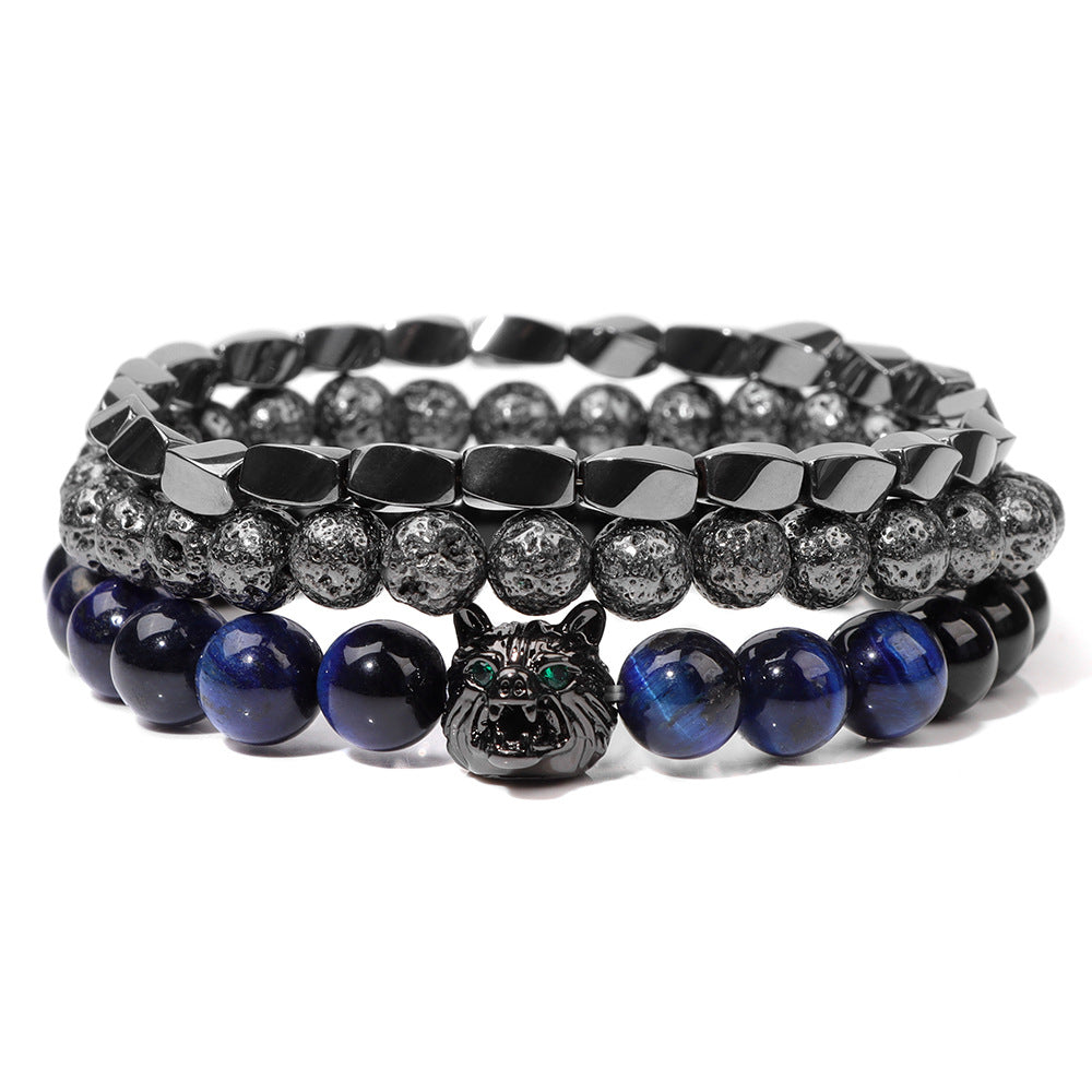 Wolf Head Men's Bracelet