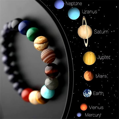 Elevate Your Style with the JD Natural Stone Eight Planets Bead Bracelet - Unisex Chakra Bangle for Yoga and Balance