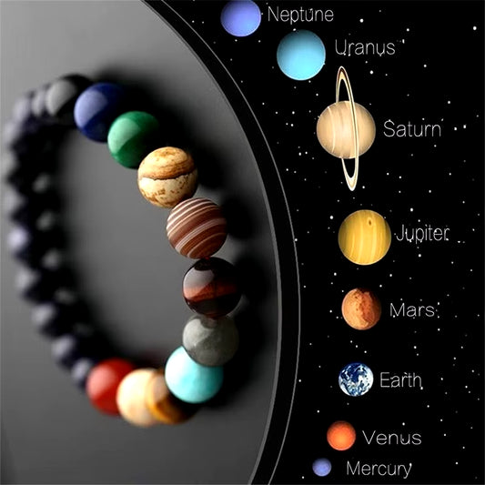 Elevate Your Style with the JD Natural Stone Eight Planets Bead Bracelet - Unisex Chakra Bangle for Yoga and Balance