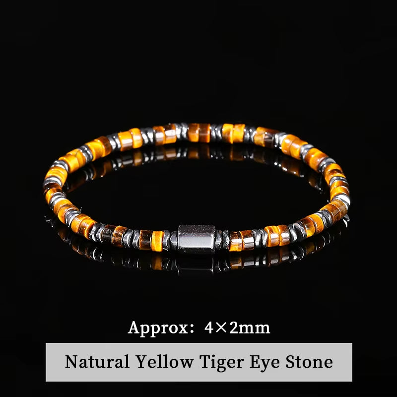 Elevate Your Energy with JD Natural Yellow Tiger Eye and Hematite Bead Bracelet - Unisex Health Protection & Yoga Soul Jewelry