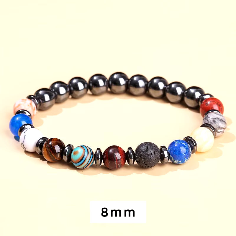 Elevate Your Style with the JD Natural Stone Eight Planets Bead Bracelet - Unisex Chakra Bangle for Yoga and Balance