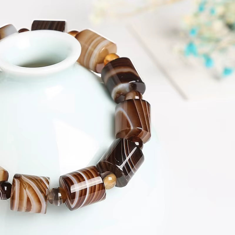 Elevate Your Style with the JD Genuine Natural Coffee Lace Agate Bracelet - Handmade Tibetan Buddha Charm for Yoga and Meditation