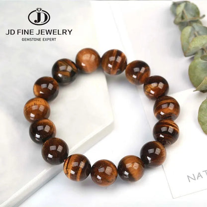 Elevate Your Style with JD Natural Blue Tiger Eye Beaded Bracelets - Unisex Reiki Healing & Meditation Charm Bangles