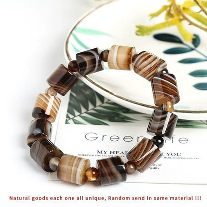 Elevate Your Style with the JD Genuine Natural Coffee Lace Agate Bracelet - Handmade Tibetan Buddha Charm for Yoga and Meditation