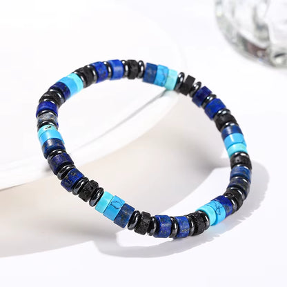 Elevate Your Style with the JD Natural Lava Stone & Spectrolite Hematite Bead Bracelet - Handmade Bohemian Chic for Meditation and Yoga