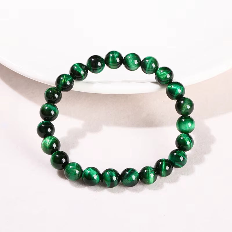 Elevate Your Style with JD 5A Quality Green Tiger Eye Bead Bracelet - Handmade Yoga Healing Jewelry for Couples