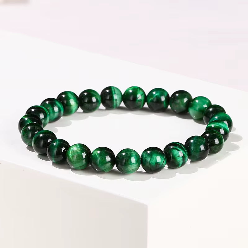Elevate Your Style with JD 5A Quality Green Tiger Eye Bead Bracelet - Handmade Yoga Healing Jewelry for Couples