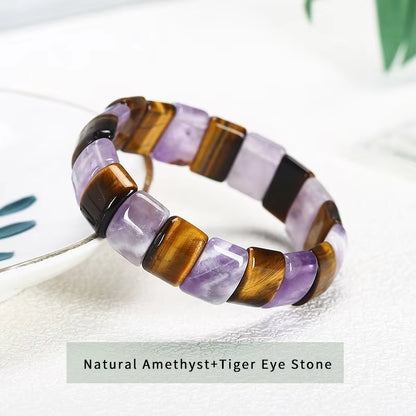 Elevate Your Style with the JD Natural Stone Yellow Tiger Eye Bead Square Bangles - Handmade Reiki Healing Bracelet for Men and Women - Perfect Yoga Wrist Jewelry and Couples Gift