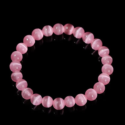Elegant Dark Pink Cat Eyes Stone Beaded Bracelet for Women - A Stylish Mood Tracker Gift
