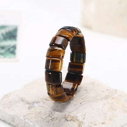 Elevate Your Style with the JD Natural Stone Yellow Tiger Eye Bead Square Bangles - Handmade Reiki Healing Bracelet for Men and Women - Perfect Yoga Wrist Jewelry and Couples Gift