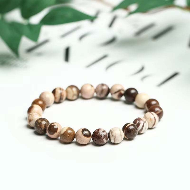 JD Natural Zebra Stripes Jasper Bracelets for Men and Women – Vintage Yoga Meditation Strand Bangles – Perfect Gift for Charm and Elegance