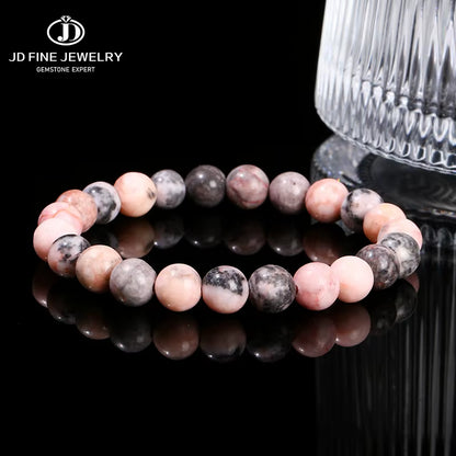 Elevate Your Style with the JD Natural Stone Pink Zebra Jasper Bead Bracelet - A Vintage Charm for Yoga and Meditation