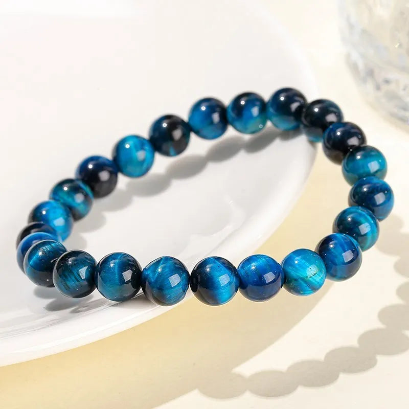 Elevate Your Style with JD Natural Blue Tiger Eye Beaded Bracelets - Unisex Reiki Healing & Meditation Charm Bangles