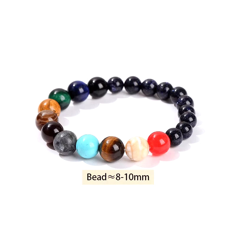 Elevate Your Style with the JD Natural Stone Eight Planets Bead Bracelet - Unisex Chakra Bangle for Yoga and Balance
