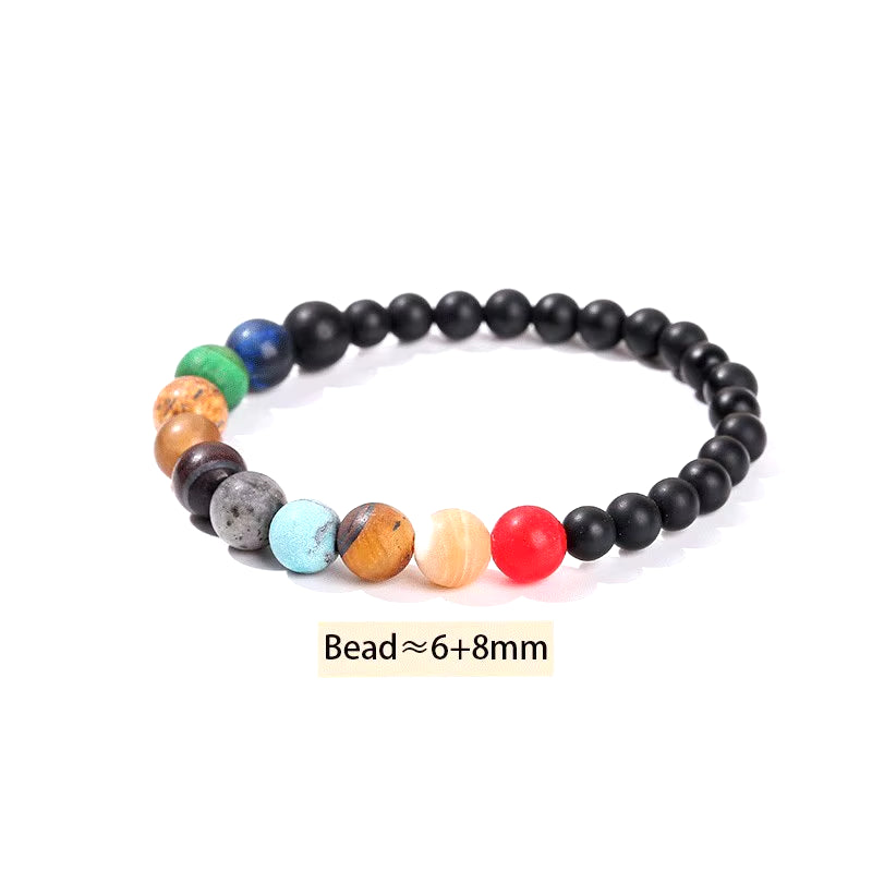 Elevate Your Style with the JD Natural Stone Eight Planets Bead Bracelet - Unisex Chakra Bangle for Yoga and Balance