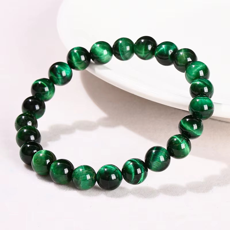 Elevate Your Style with JD 5A Quality Green Tiger Eye Bead Bracelet - Handmade Yoga Healing Jewelry for Couples