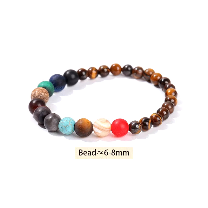 Elevate Your Style with the JD Natural Stone Eight Planets Bead Bracelet - Unisex Chakra Bangle for Yoga and Balance