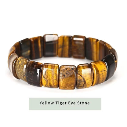 Elevate Your Style with the JD Natural Stone Yellow Tiger Eye Bead Square Bangles - Handmade Reiki Healing Bracelet for Men and Women - Perfect Yoga Wrist Jewelry and Couples Gift