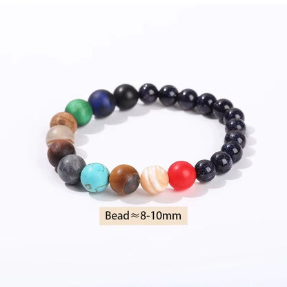Elevate Your Style with the JD Natural Stone Eight Planets Bead Bracelet - Unisex Chakra Bangle for Yoga and Balance