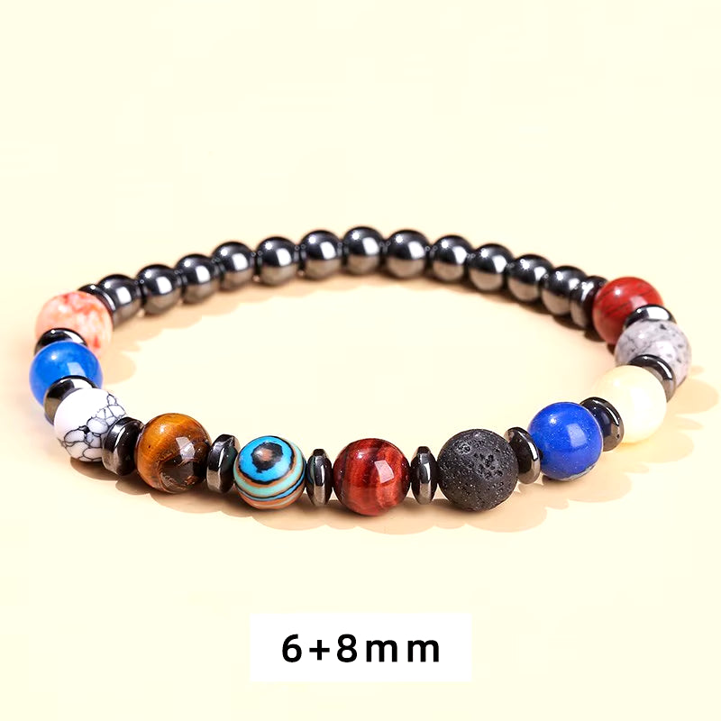 Elevate Your Style with the JD Natural Stone Eight Planets Bead Bracelet - Unisex Chakra Bangle for Yoga and Balance