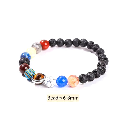 Elevate Your Style with the JD Natural Stone Eight Planets Bead Bracelet - Unisex Chakra Bangle for Yoga and Balance