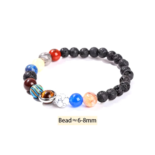 Elevate Your Style with the JD Natural Stone Eight Planets Bead Bracelet - Unisex Chakra Bangle for Yoga and Balance