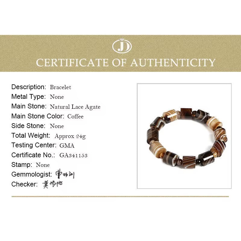 Elevate Your Style with the JD Genuine Natural Coffee Lace Agate Bracelet - Handmade Tibetan Buddha Charm for Yoga and Meditation