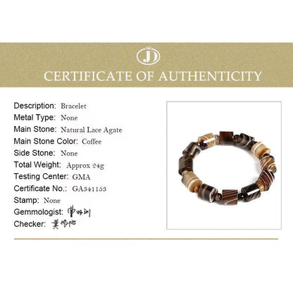 Elevate Your Style with the JD Genuine Natural Coffee Lace Agate Bracelet - Handmade Tibetan Buddha Charm for Yoga and Meditation