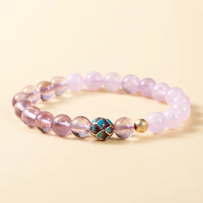 JD Natural Amethyst Lucky Bead Bracelets Romantic Elegant Healing Crystal Hanmade Stretch Bangles Couple Wrist Jewelry for Women