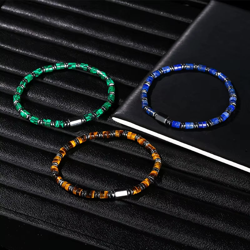 Elevate Your Energy with JD Natural Yellow Tiger Eye and Hematite Bead Bracelet - Unisex Health Protection & Yoga Soul Jewelry