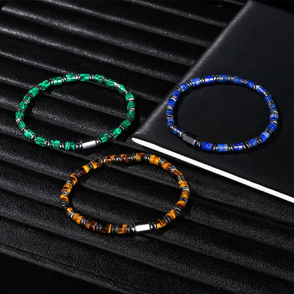 Elevate Your Energy with JD Natural Yellow Tiger Eye and Hematite Bead Bracelet - Unisex Health Protection & Yoga Soul Jewelry