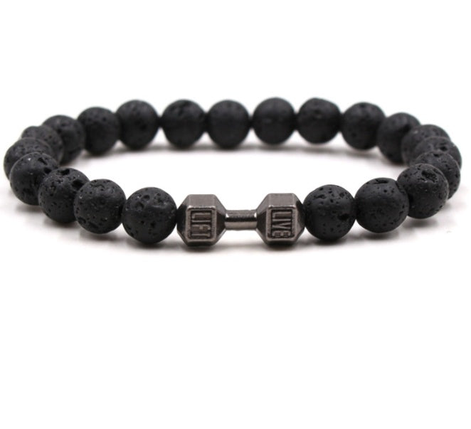 Black Volcanic Stone Bracelet - 8mm Matte Beads