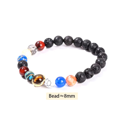 Elevate Your Style with the JD Natural Stone Eight Planets Bead Bracelet - Unisex Chakra Bangle for Yoga and Balance