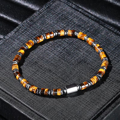 Elevate Your Energy with JD Natural Yellow Tiger Eye and Hematite Bead Bracelet - Unisex Health Protection & Yoga Soul Jewelry