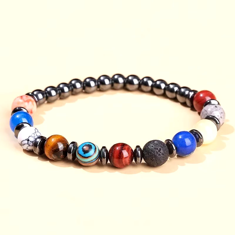 Elevate Your Style with the JD Natural Stone Eight Planets Bead Bracelet - Unisex Chakra Bangle for Yoga and Balance