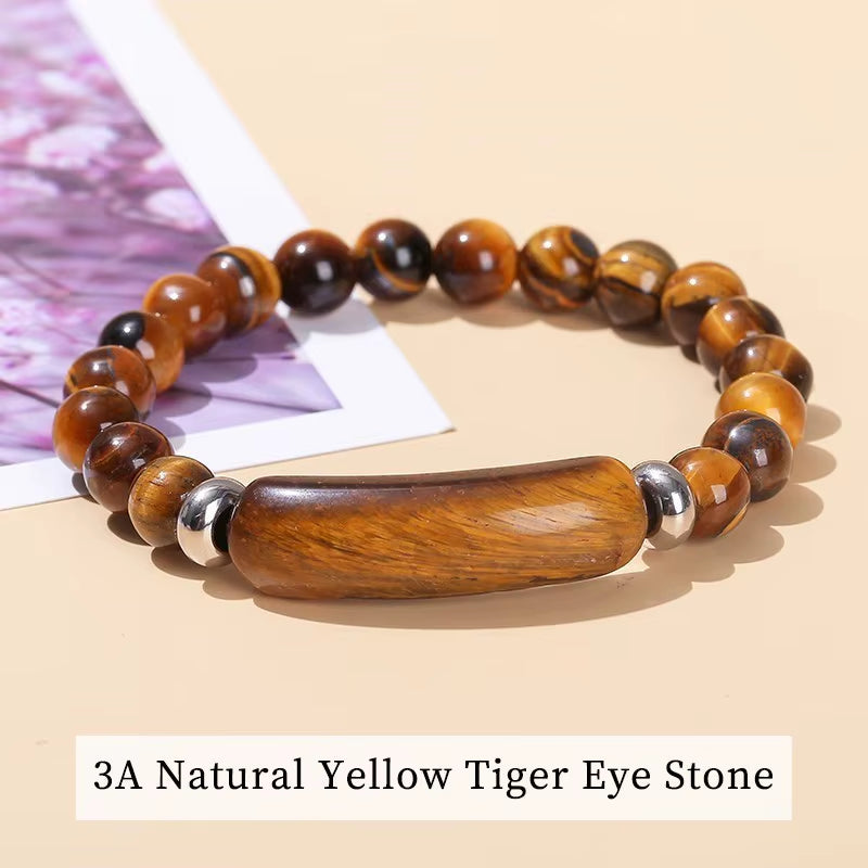 Tiger Eye Amethyst Rectangle Bar Charm 