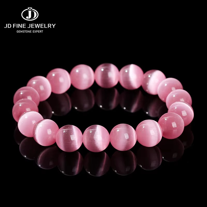 Elegant Dark Pink Cat Eyes Stone Beaded Bracelet for Women - A Stylish Mood Tracker Gift