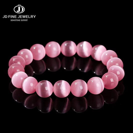 Elegant Dark Pink Cat Eyes Stone Beaded Bracelet for Women - A Stylish Mood Tracker Gift