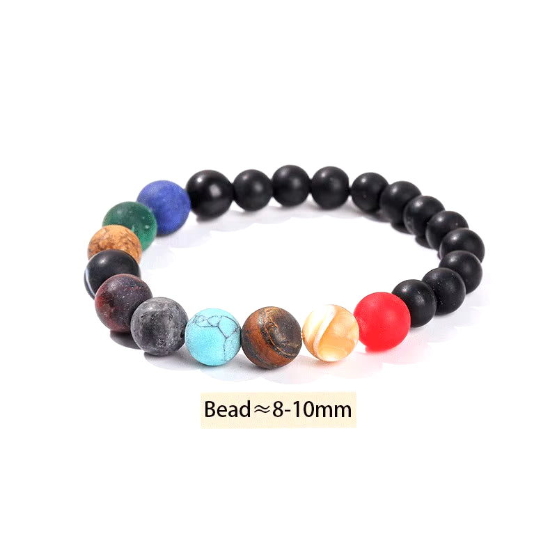 Elevate Your Style with the JD Natural Stone Eight Planets Bead Bracelet - Unisex Chakra Bangle for Yoga and Balance
