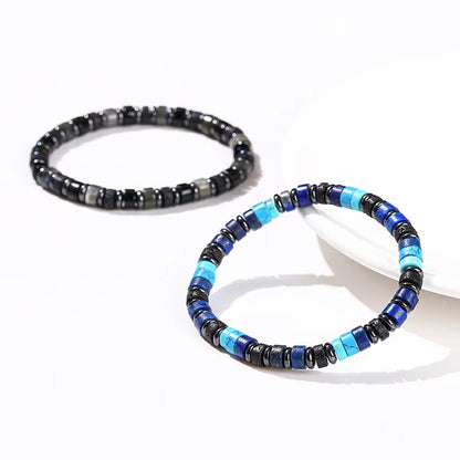 Elevate Your Style with the JD Natural Lava Stone & Spectrolite Hematite Bead Bracelet - Handmade Bohemian Chic for Meditation and Yoga