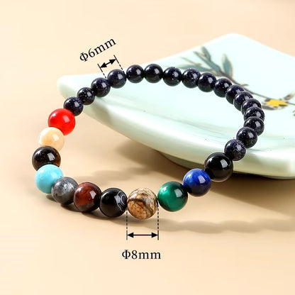 Elevate Your Style with the JD Natural Stone Eight Planets Bead Bracelet - Unisex Chakra Bangle for Yoga and Balance