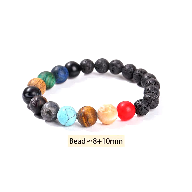 Elevate Your Style with the JD Natural Stone Eight Planets Bead Bracelet - Unisex Chakra Bangle for Yoga and Balance