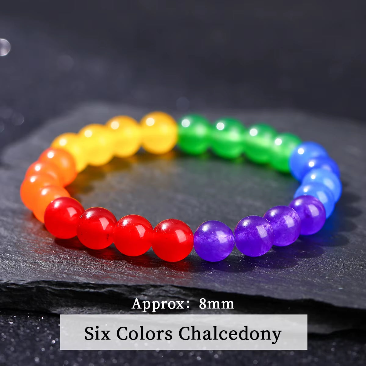 Vibrant Rainbow Beaded Bracelet for Couples - Unisex Natural Stone Yoga & Meditation Jewelry