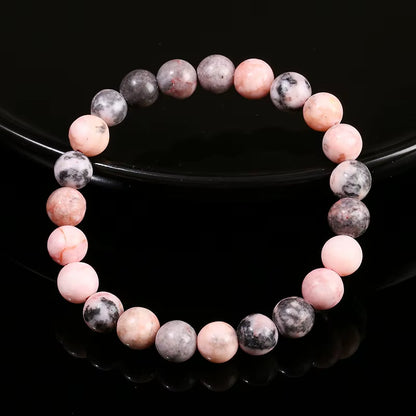 Elevate Your Style with the JD Natural Stone Pink Zebra Jasper Bead Bracelet - A Vintage Charm for Yoga and Meditation